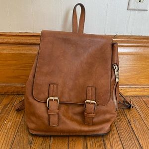 Brown faux leather backpack